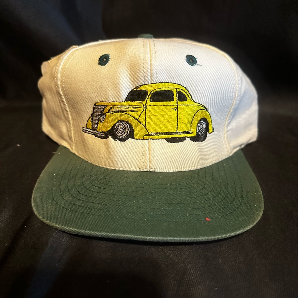#1334 Vintage Car Embroidered Cap Yellow 1937 Ford